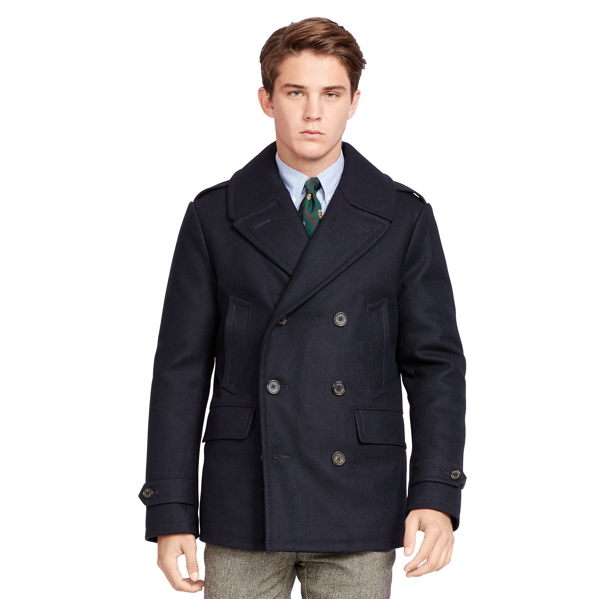 Polo ralph lauren Woolblend Down Peacoat in Blue for Men Lyst